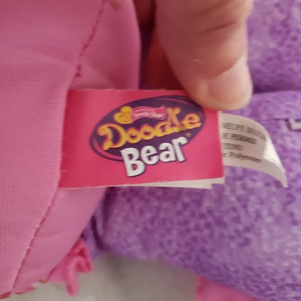 Doodle Bear Vintage 1996 Tyco Yellow Denim Plush Stuffed Animal